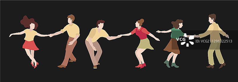 跳摇摆舞的男人和女人图片素材