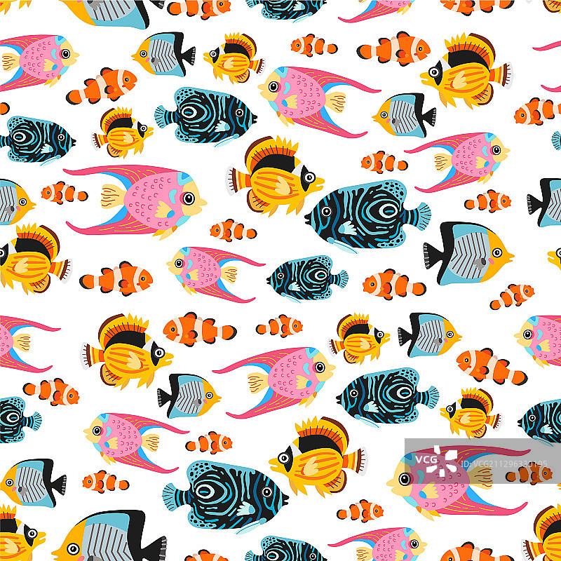 儿童卡通热带鱼图案图片素材