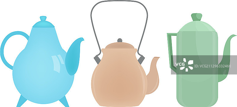各种彩色水壶和茶壶图片素材