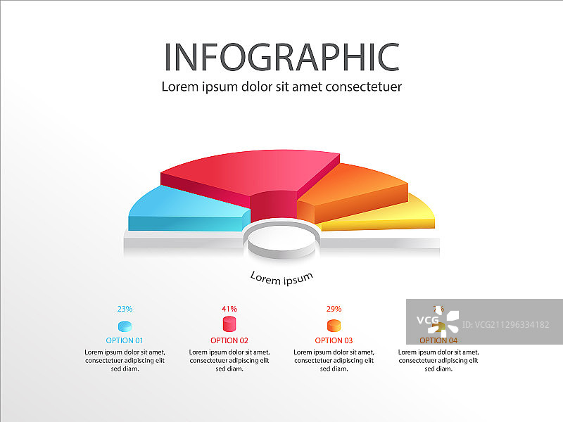 带有3D效果的彩色饼图信息图图片素材