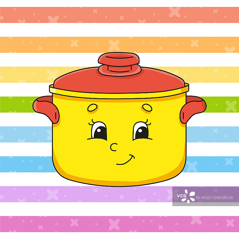 带盖的彩色卡通金属炖锅图片素材