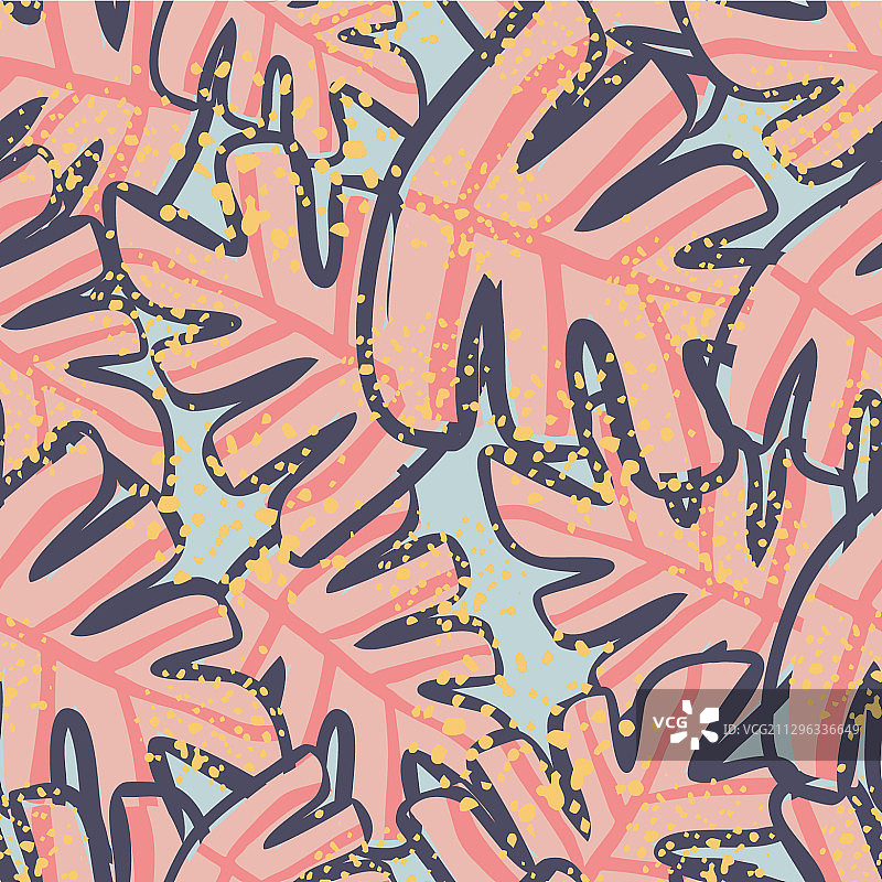 抽象的蓬莱蕉叶无缝图案图片素材