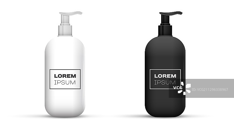 塑料清洁白色和黑色瓶子图片素材