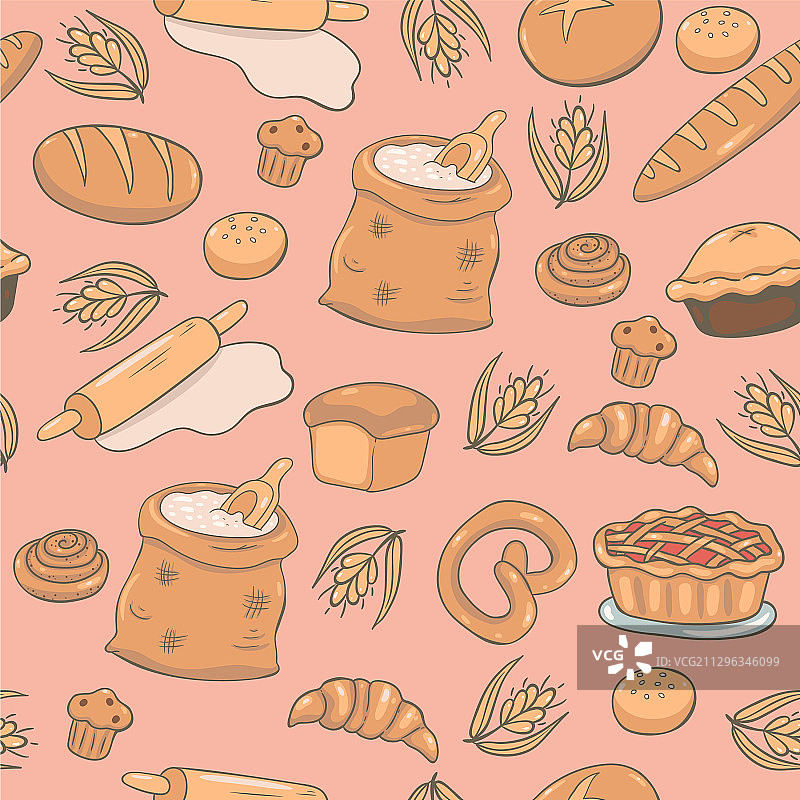 面包房产品无缝图案图片素材