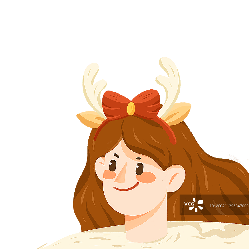 一个女生带着鹿角头饰图片素材