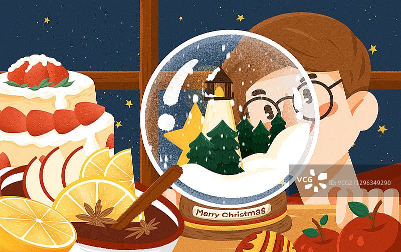 圣诞美食场景一个人图片素材