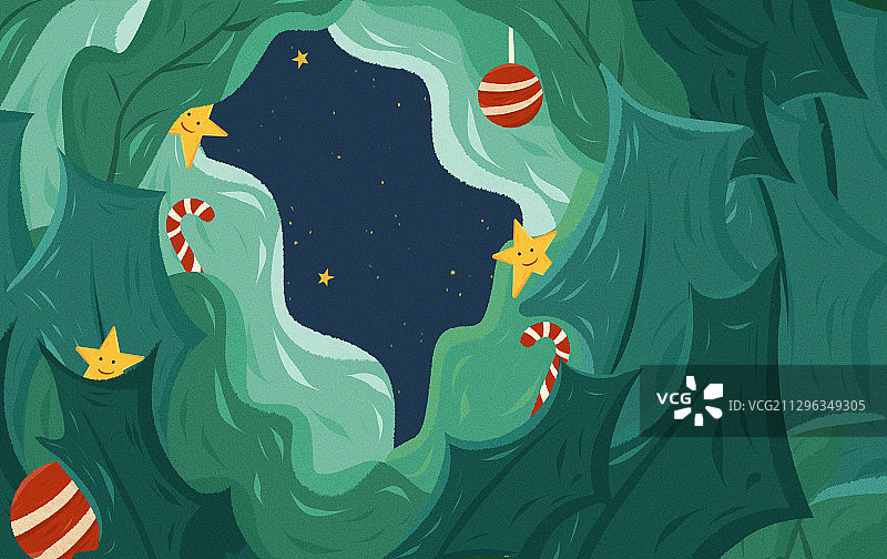 圣诞叶子插画图片素材