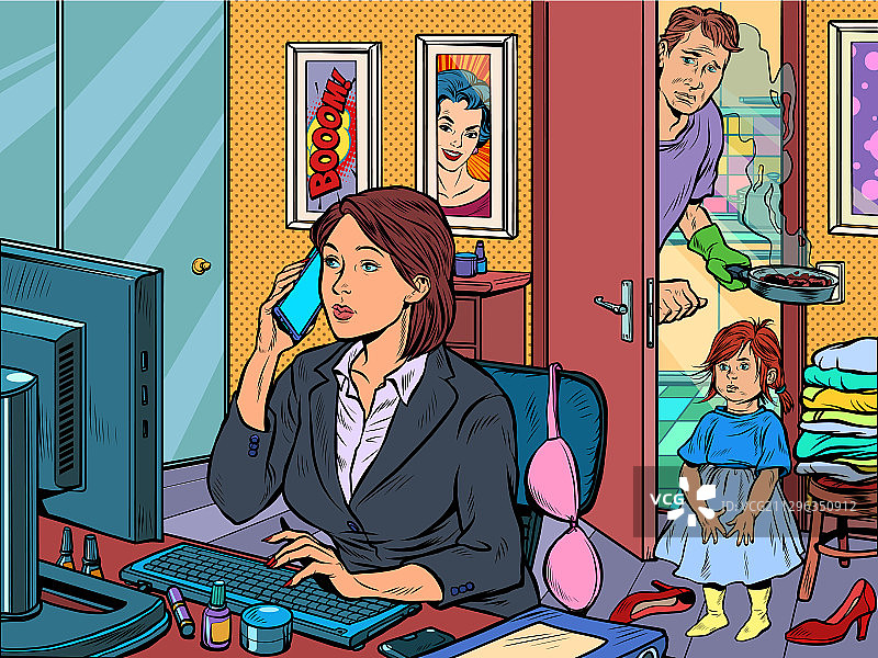 在家工作的自由职业者女人图片素材