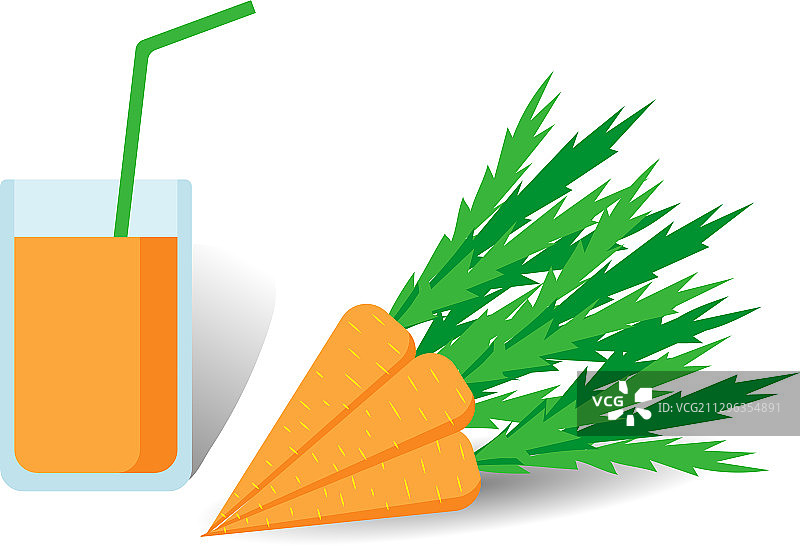 成熟的胡萝卜和一杯新鲜胡萝卜汁图片素材