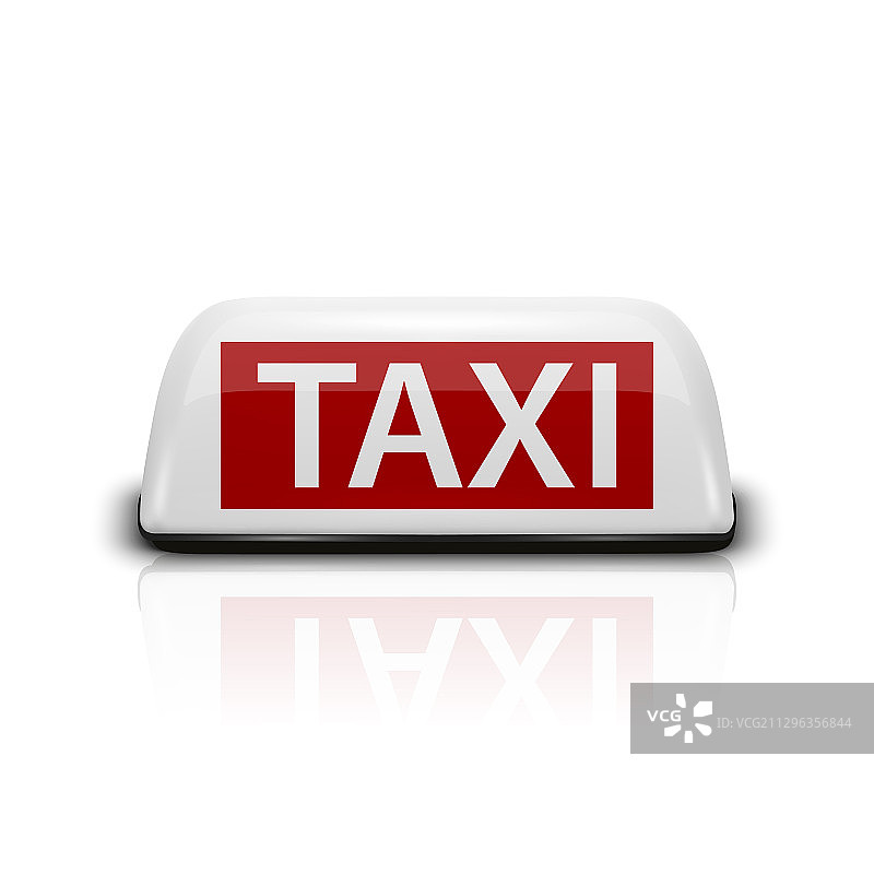 3D逼真白色法国出租车标志图标图片素材