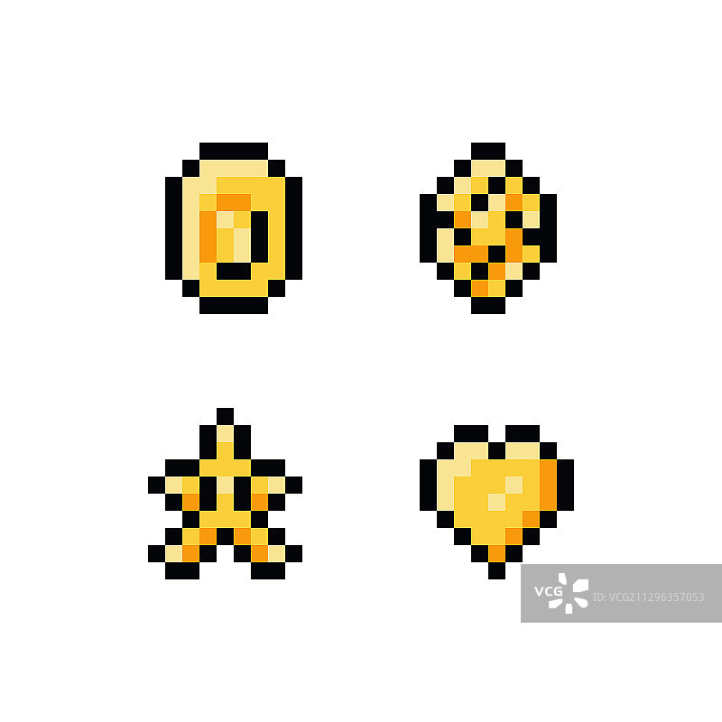 像素艺术：金色图标集图片素材