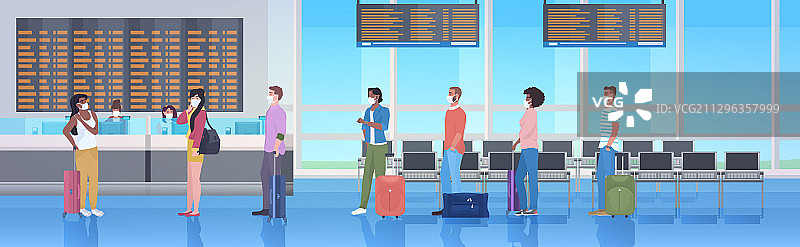 戴口罩的混血旅客和行李图片素材