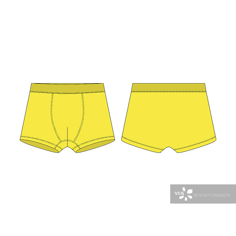 黄色拳击短裤技术草图图片素材