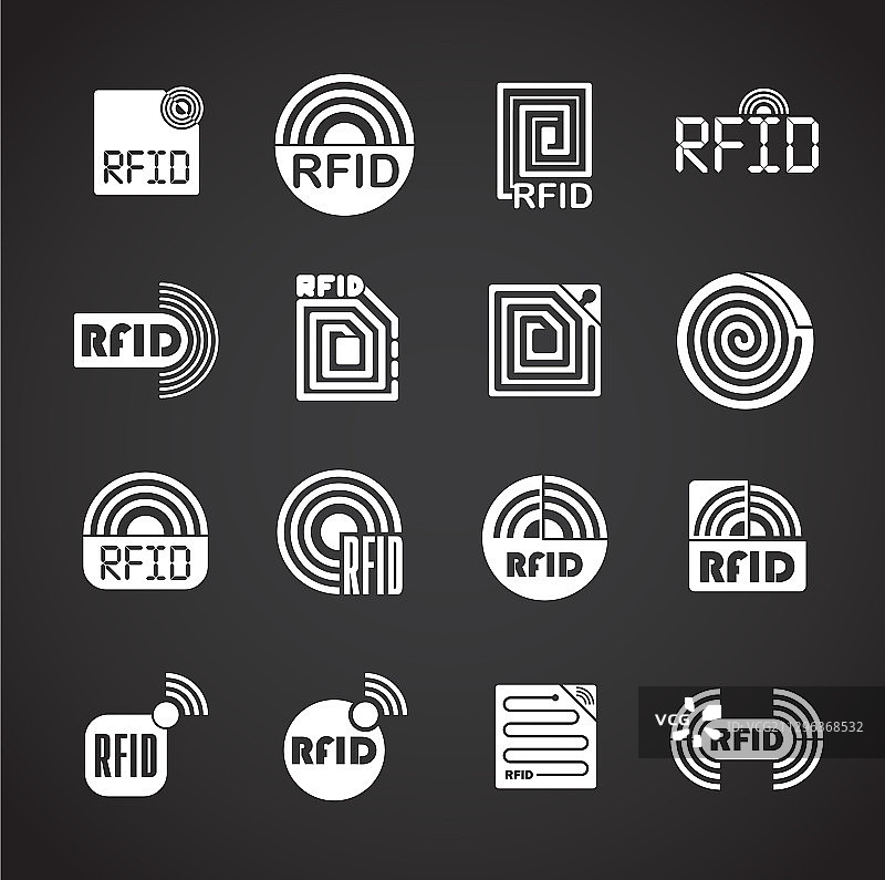 用于图形背景的射频识别相关图标集图片素材