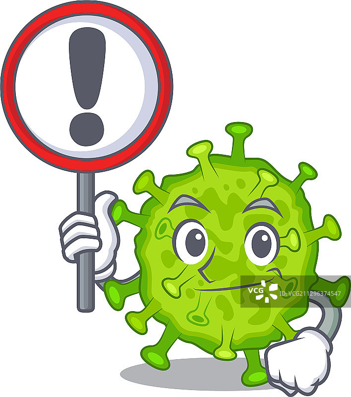 拿着标牌的快乐卡通病毒细胞图片素材