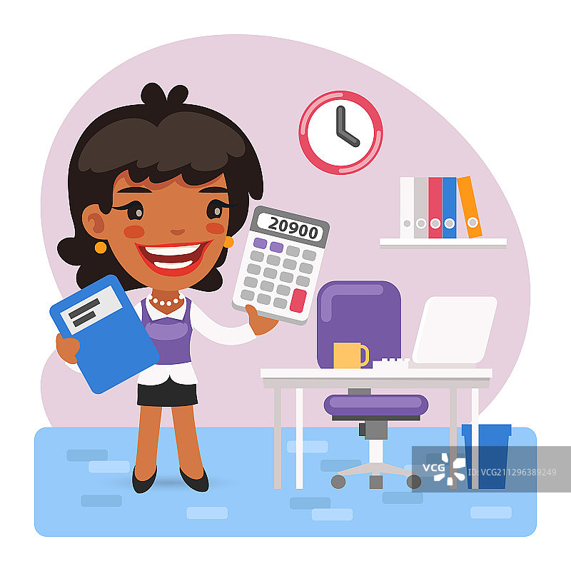 办公室里的卡通女会计图片素材