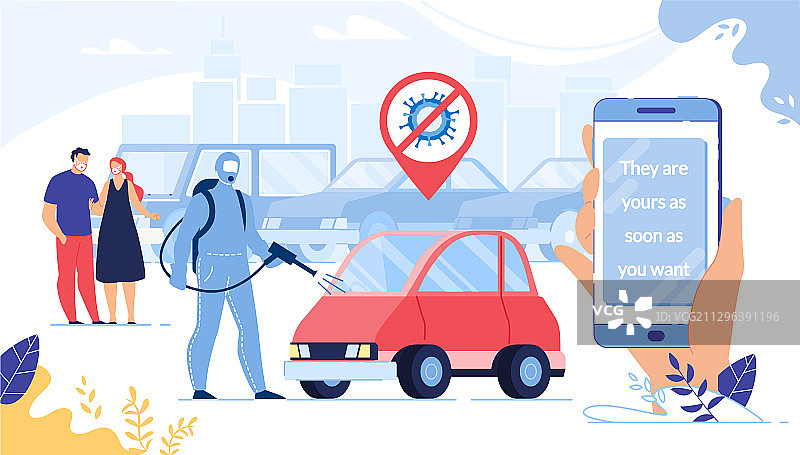 隔离期间通过智能手机购买或租赁汽车图片素材
