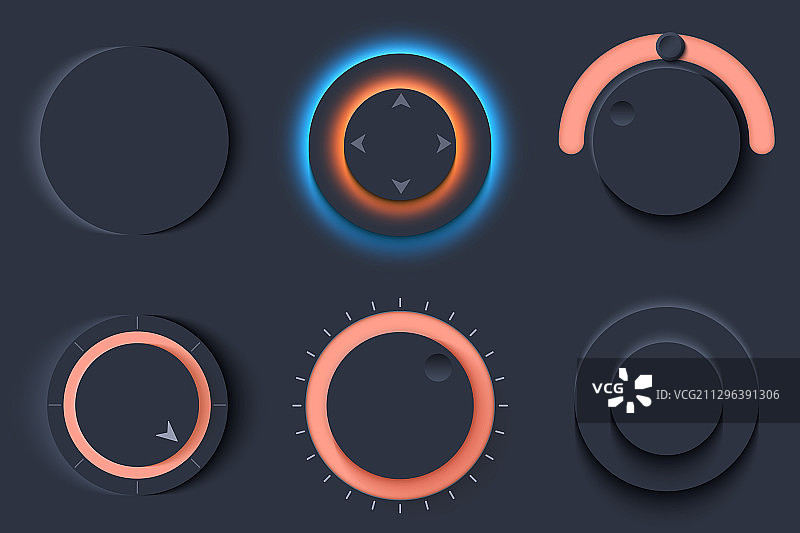 新拟态UI深色圆形合集图片素材