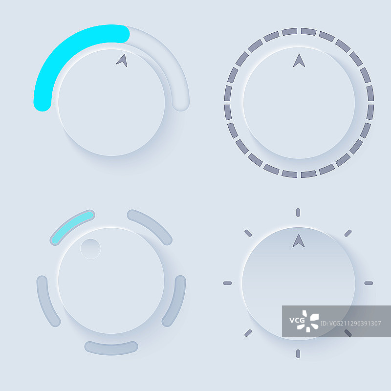 新拟态UI圆形灯光套件图片素材