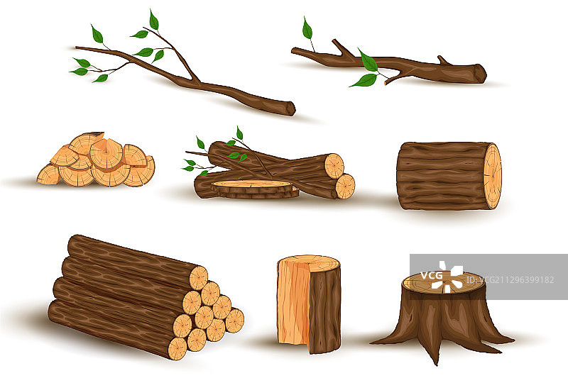 木头原木、树干和木板图片素材