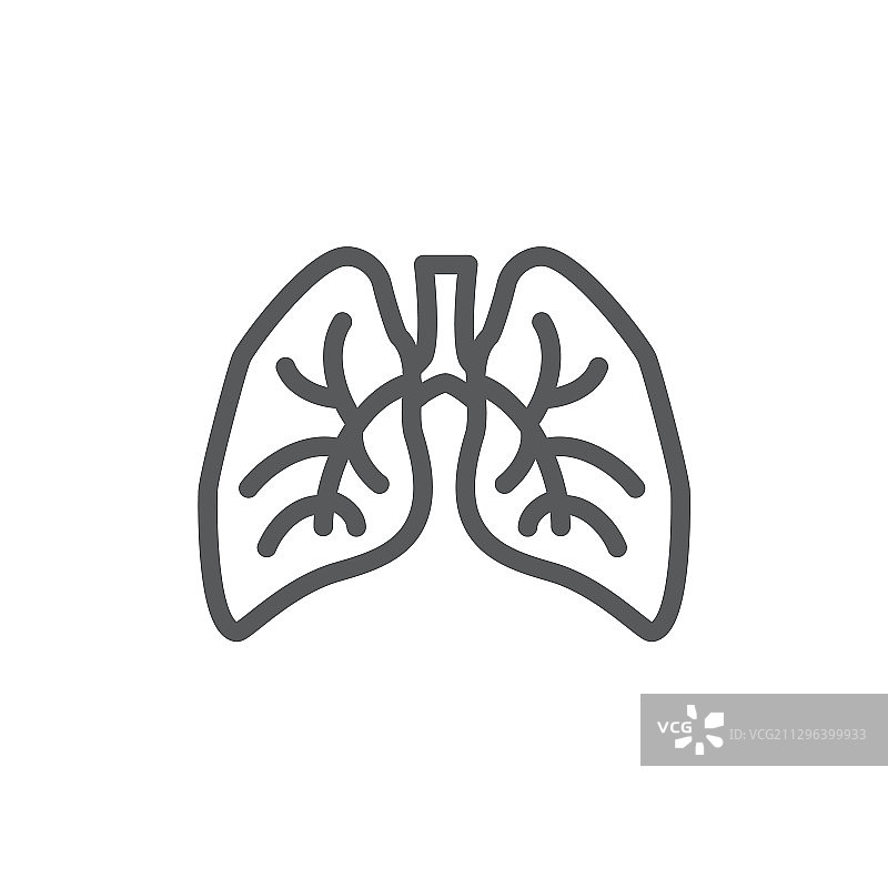 白色背景上的肺部线条图标图片素材