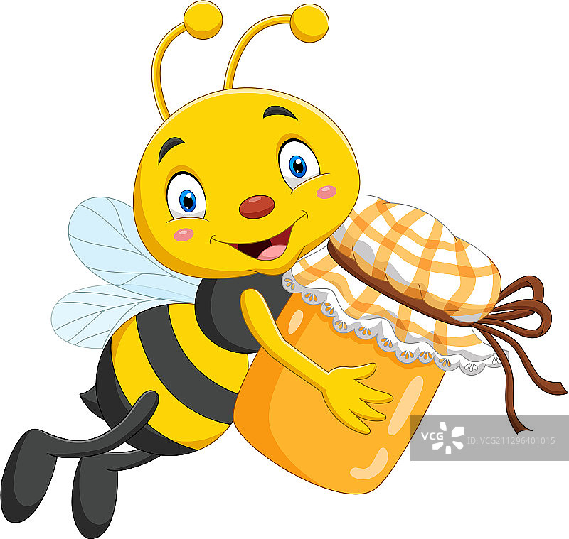卡通小蜜蜂抱着蜂蜜罐图片素材