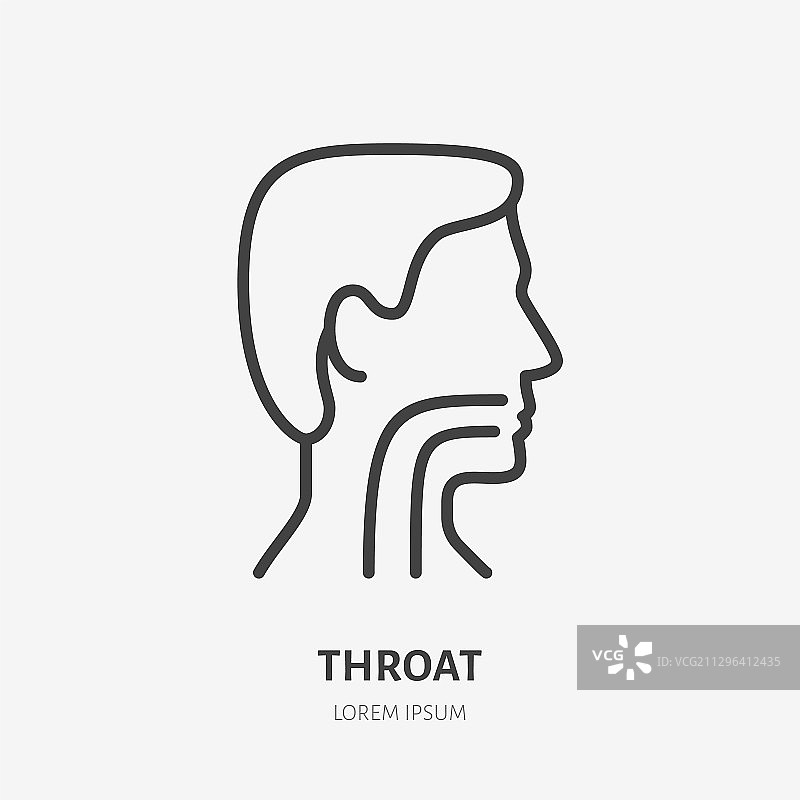 喉咙痛线性图标，流感图片素材
