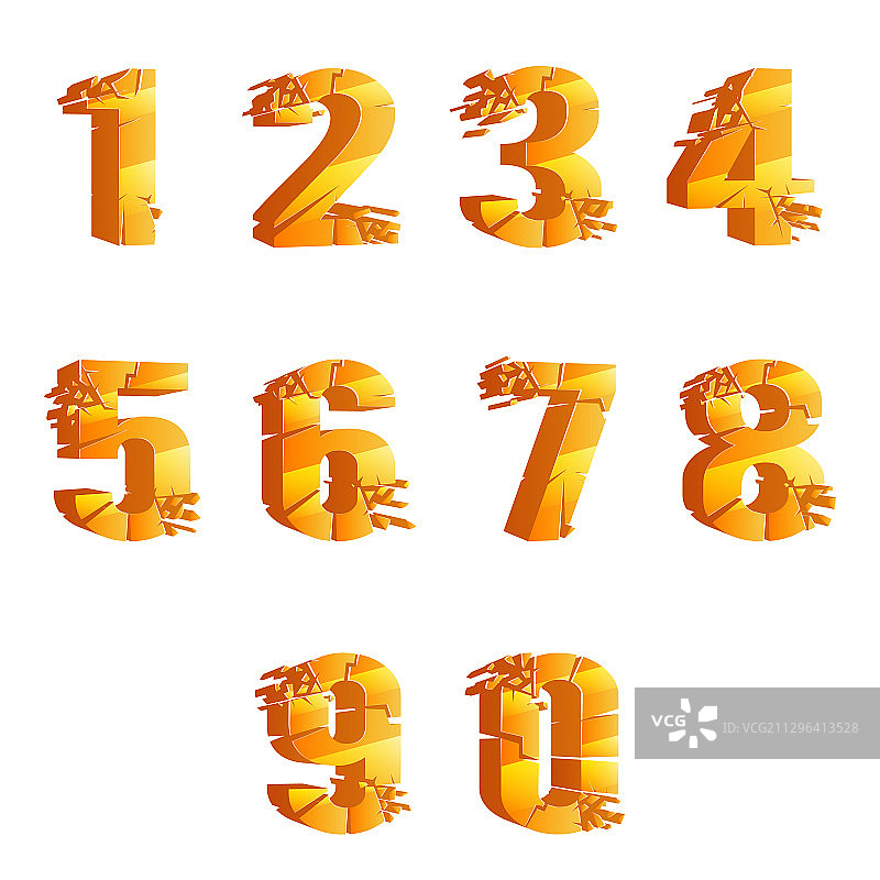 金色裂纹碎片3D效果图片素材