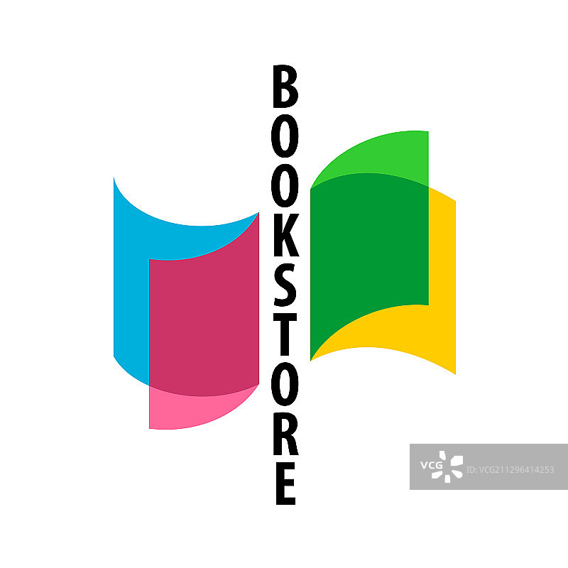 具有彩色叠加透明效果的书店标志图片素材