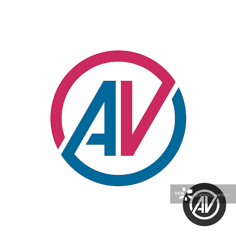 A和V大写字母圆形标志AV首字母图片素材