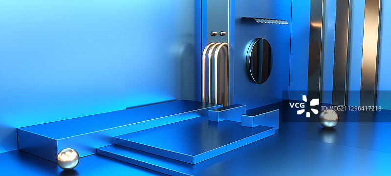 蓝色科技C4D电商空间图片素材