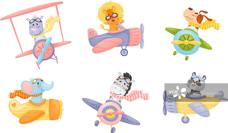 戴飞行员眼镜的可爱动物图片素材