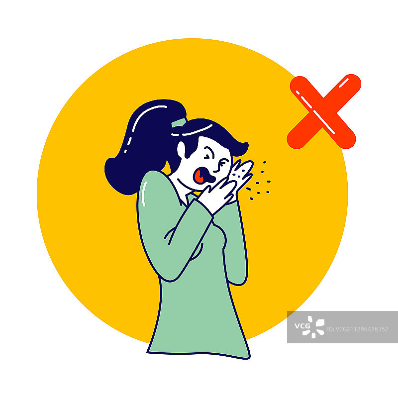咳嗽方式不正确的生病女性角色图片素材