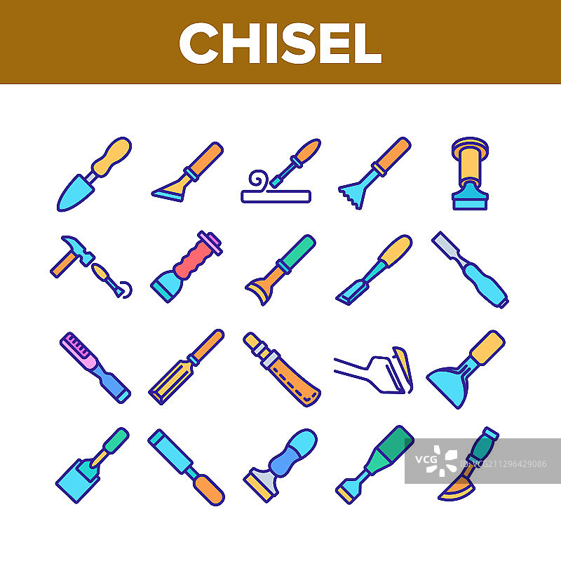凿子木工工具合集图标集图片素材