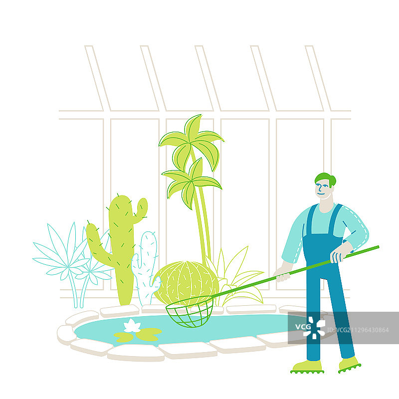 园丁工人或植物学家科学家角色图片素材