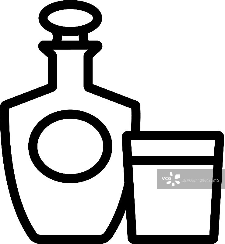 白兰地酒瓶玻璃杯图标图片素材