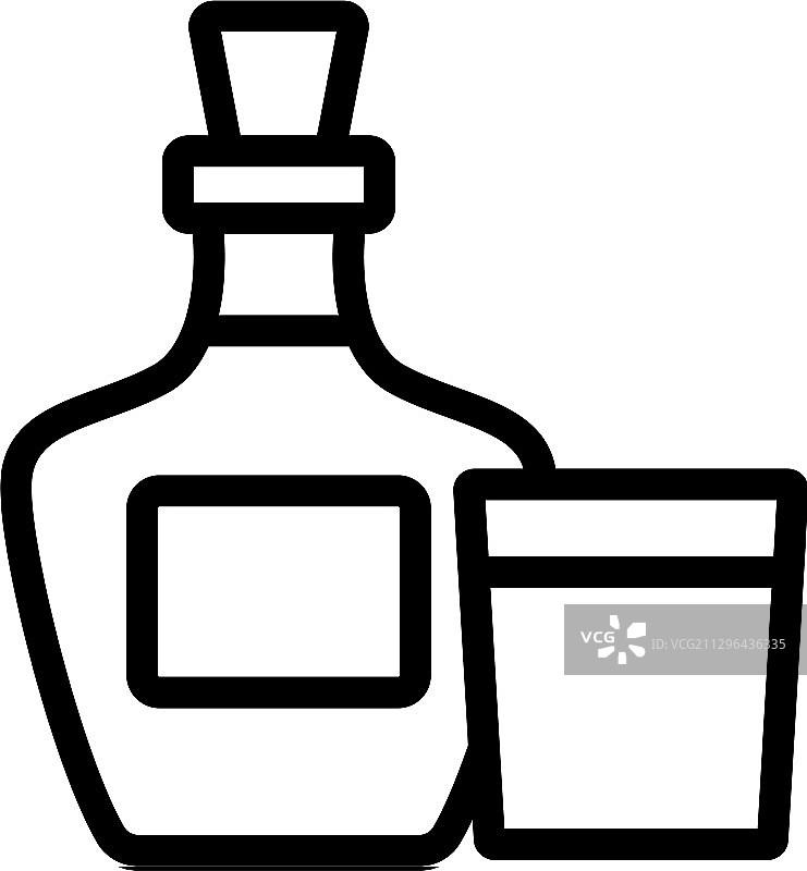 威士忌酒瓶玻璃轮廓图标图片素材