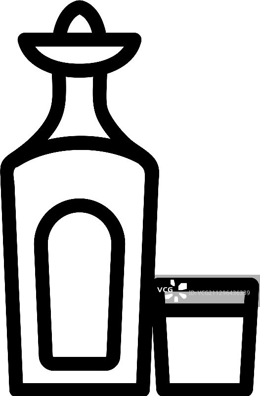 龙舌兰酒瓶玻璃轮廓图标图片素材
