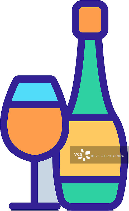 香槟酒瓶玻璃图标轮廓图片素材