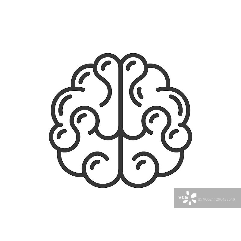 白色背景线条风格大脑图标图片素材