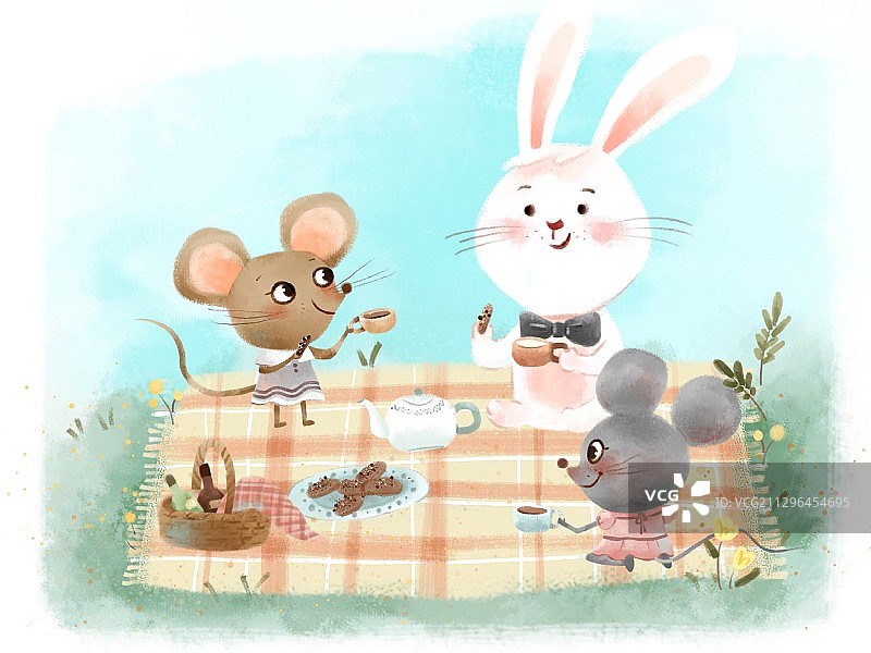 小动物们的野餐图片素材