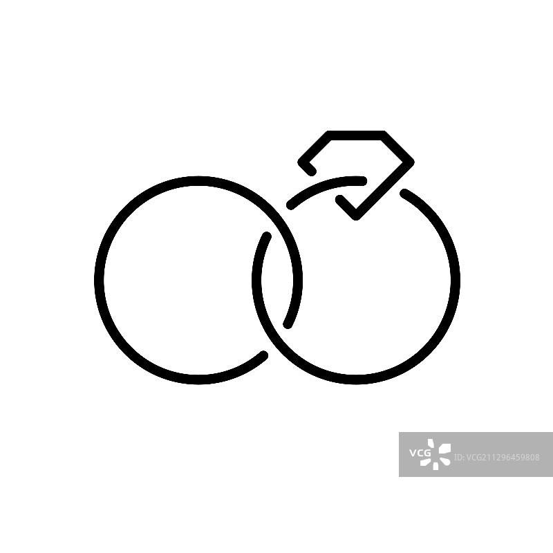 带有钻石的简约线条风格结婚戒指logo图片素材