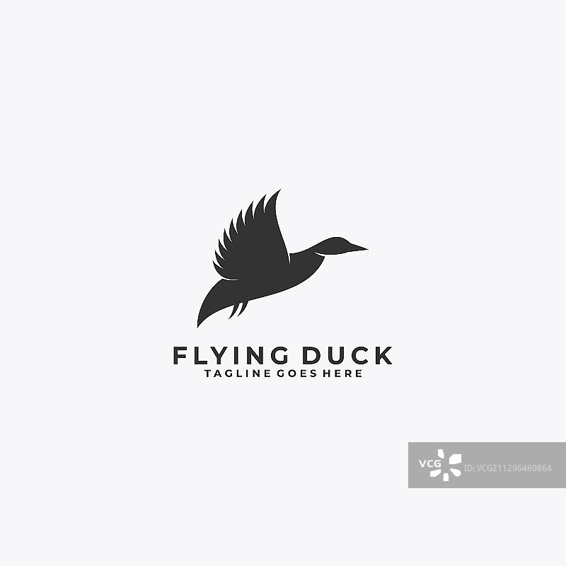 鸭子飞行轮廓风格Logo图片素材