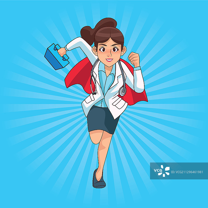 携带医疗箱奔跑的女医生图片素材