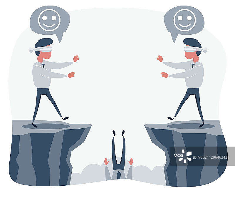 蒙眼商人走向悬崖图片素材