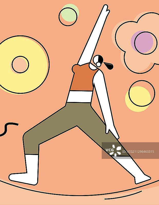 瑜伽几何人物矢量插画图片素材