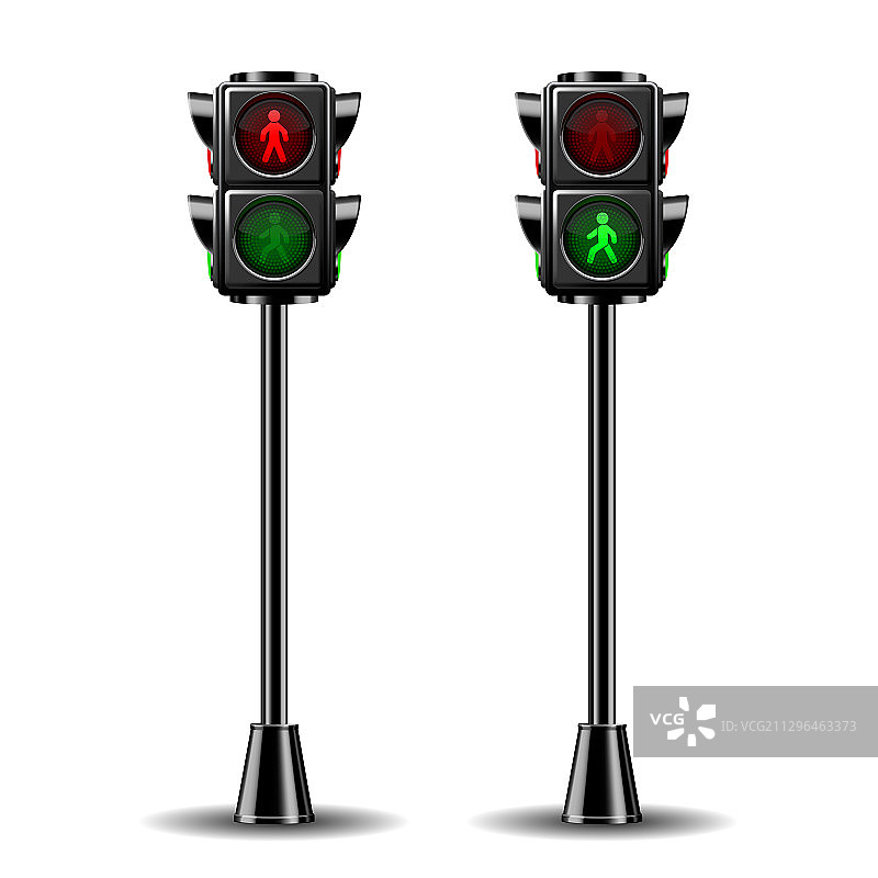 行人交通信号灯红绿灯隔离图片素材