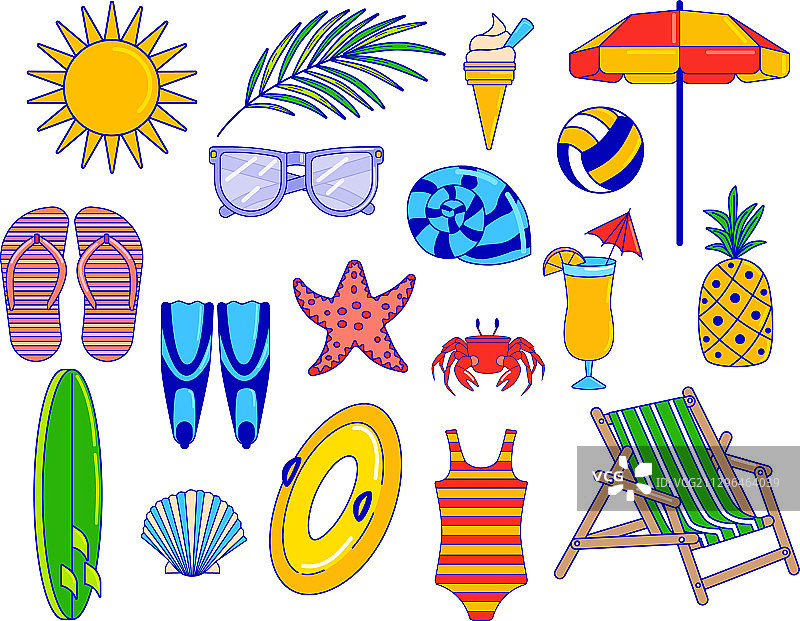 扁平风格的夏季度假物品图片素材