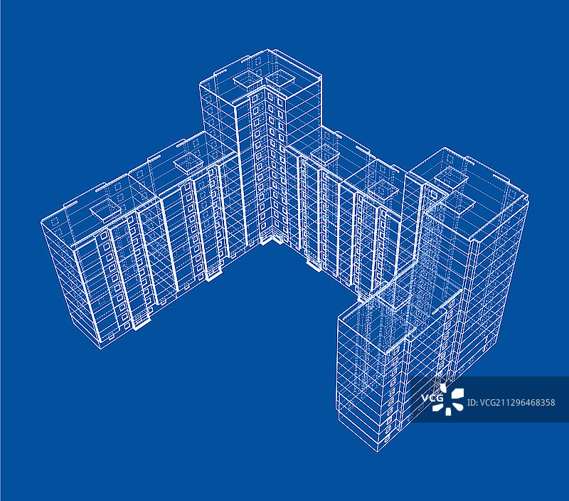 多层建筑的线框模型图片素材