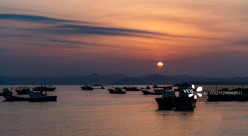 小箬村观落日（浙江温岭县石塘镇小箬村）图片素材